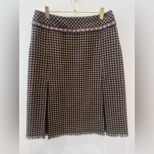 MaxMara vintage Black and Tan Knee-Length A-Line chekered Skirt
