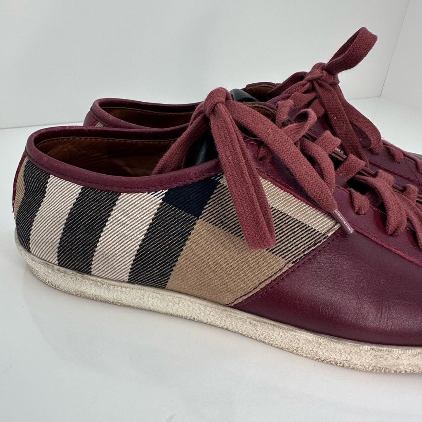 Burberry Maroon and Checkered women Sneakers