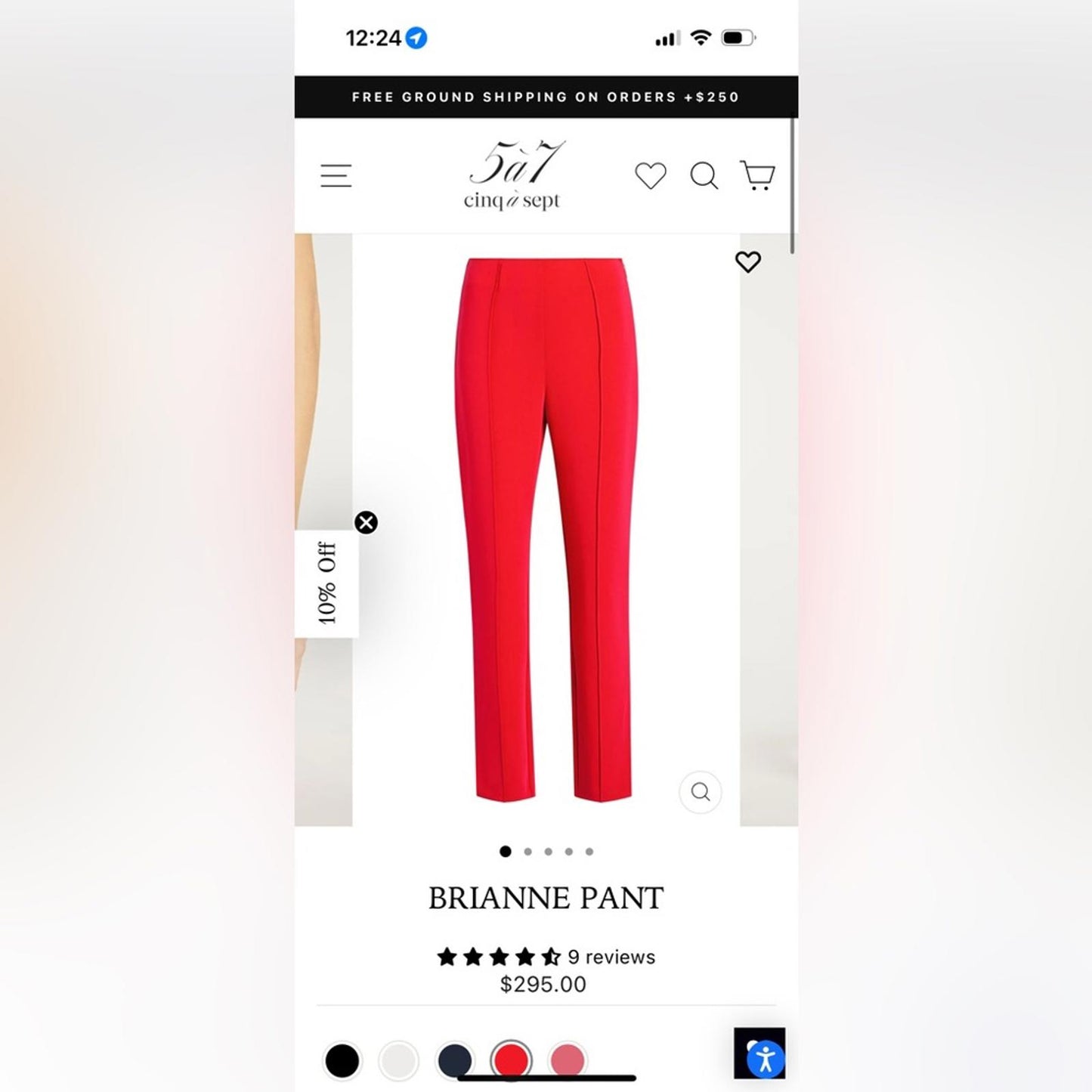Red Straight Leg Pants with High-Waisted Design