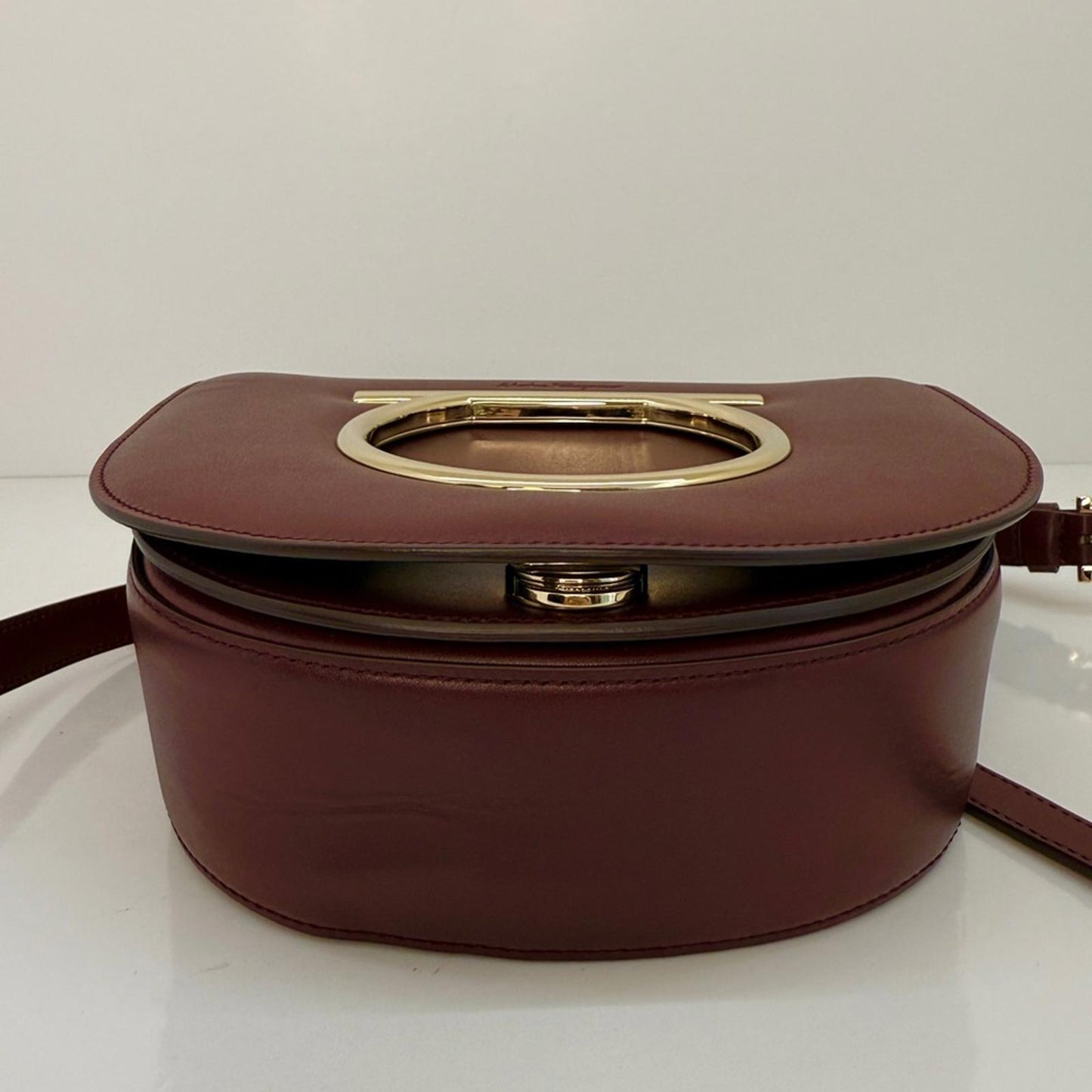 Salvatore Ferragamo Red Gold Crossbody Bag with Circular Hardware
