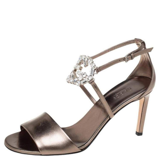 Gucci Brown Stiletto Heels with Crystal Ankle Strap