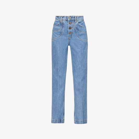 Sandro High Rise Blue Jeans with Vintage Wash