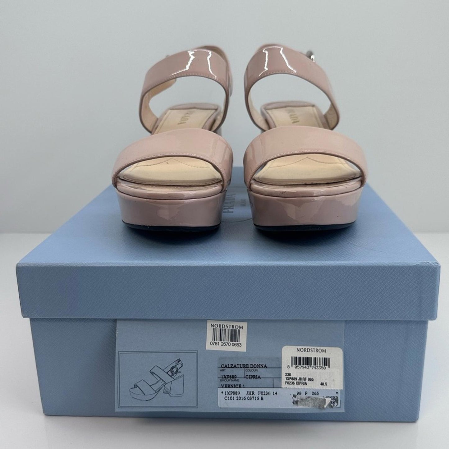 Prada Cream Platform Sandals with Chic Ankle Strap