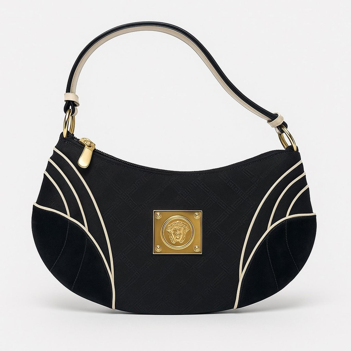 Versace Medusa Plaque Shoulder Bag – Black & Cream Contrast
