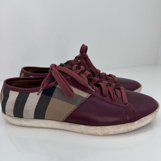Burberry Maroon and Checkered women Sneakers