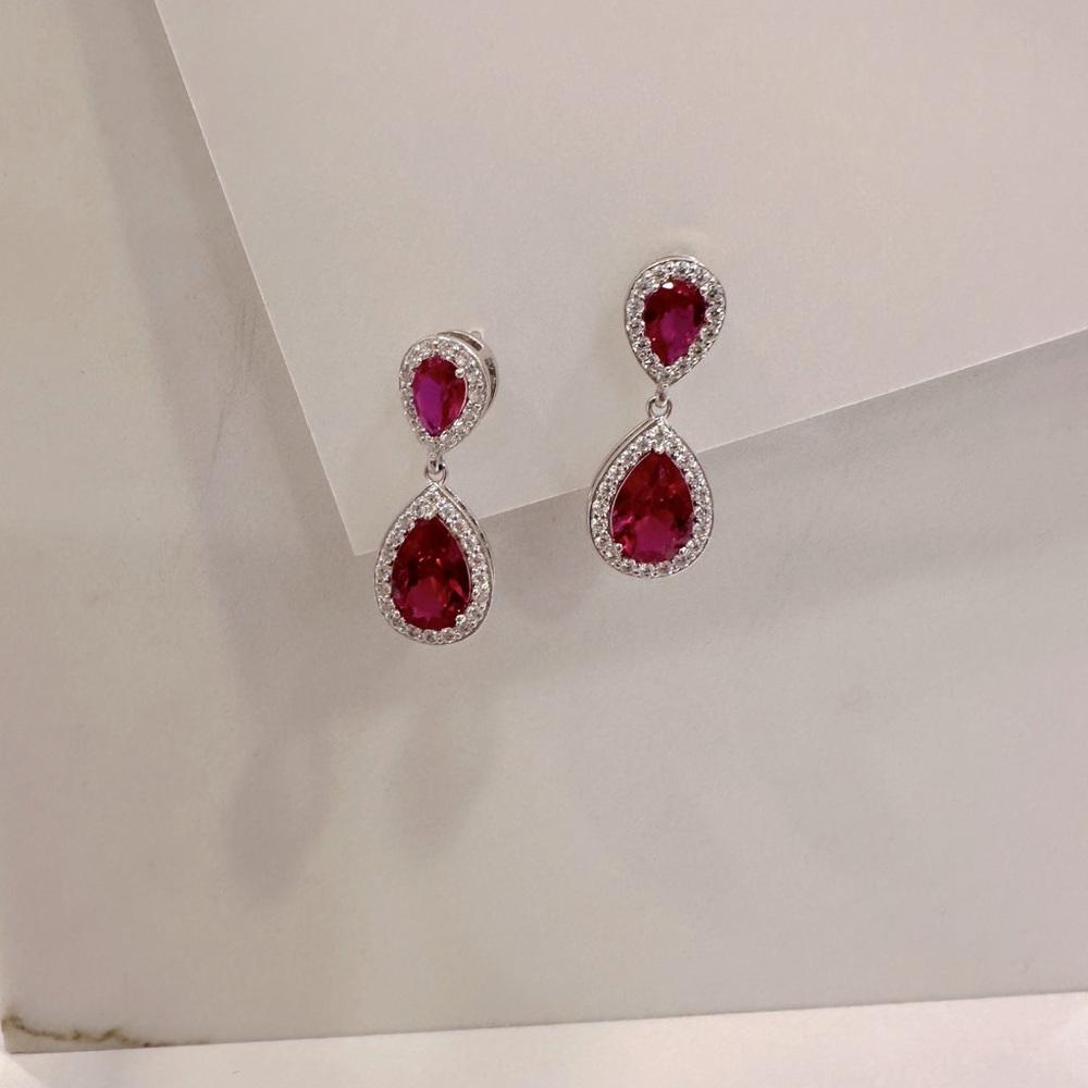 Pasha Ruby Colour Sterling Silver Earrings