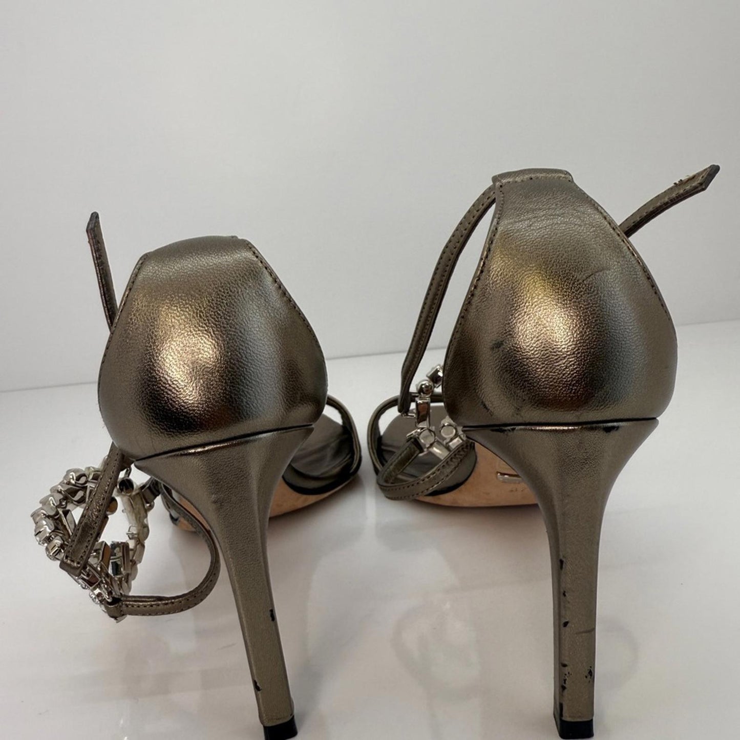 Gucci Brown Stiletto Heels with Crystal Ankle Strap