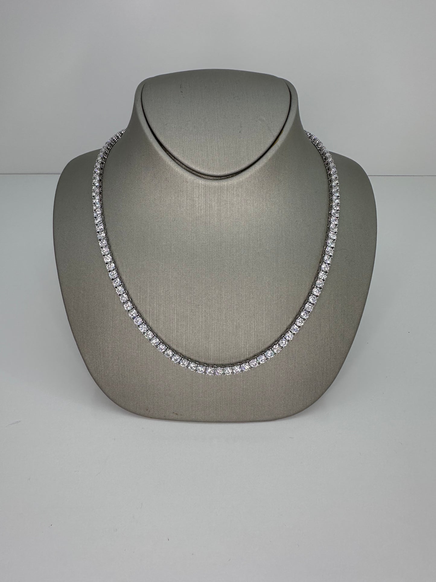 Classic Tennis Necklace – Sterling Silver, (16”) 18k Gold / Rhodium Plated