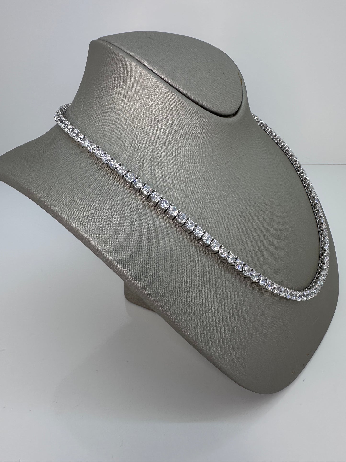 Classic Tennis Necklace – Sterling Silver, (16”) 18k Gold / Rhodium Plated