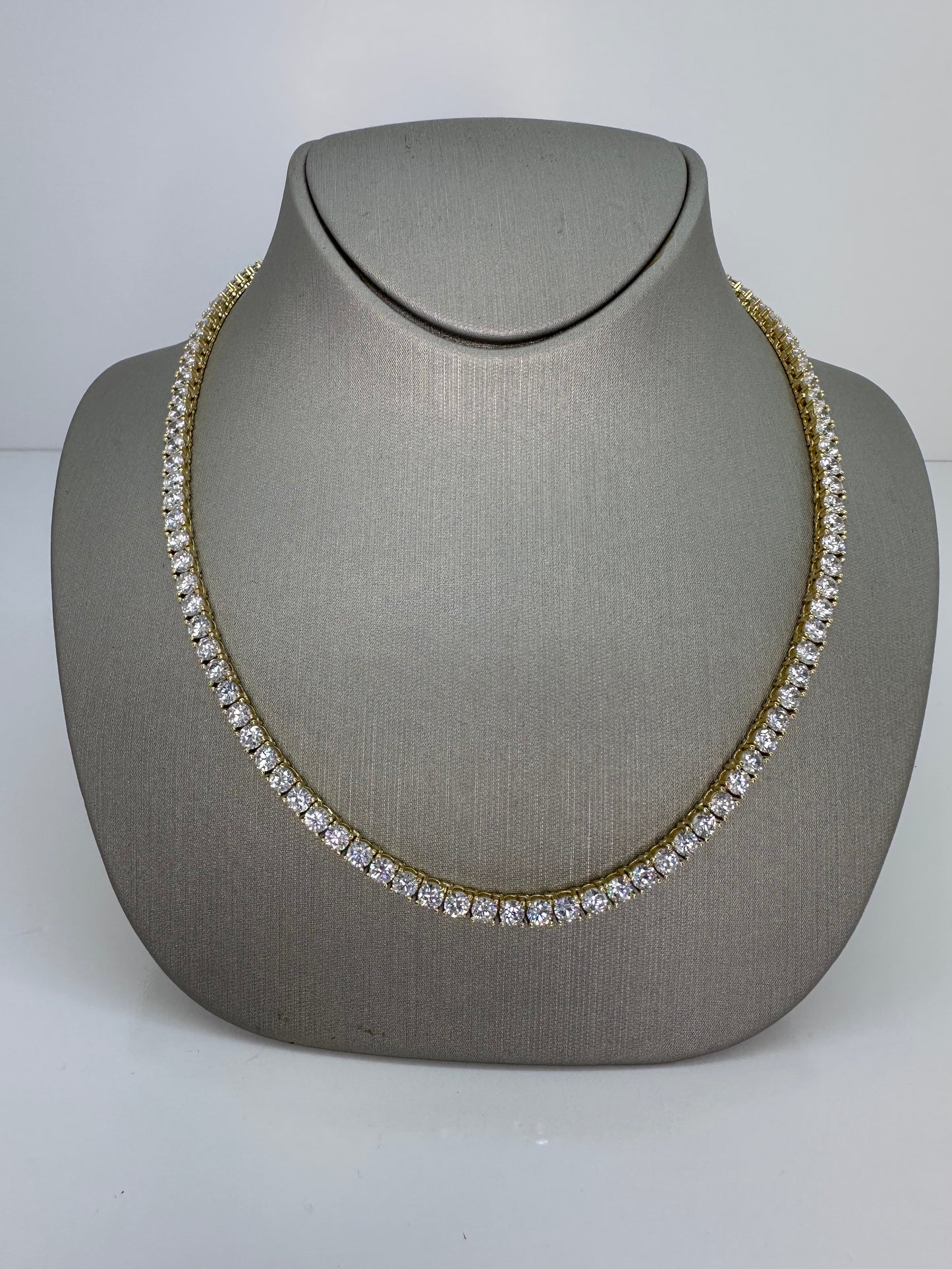 Classic Tennis Necklace – Sterling Silver, (16”) 18k Gold / Rhodium Plated