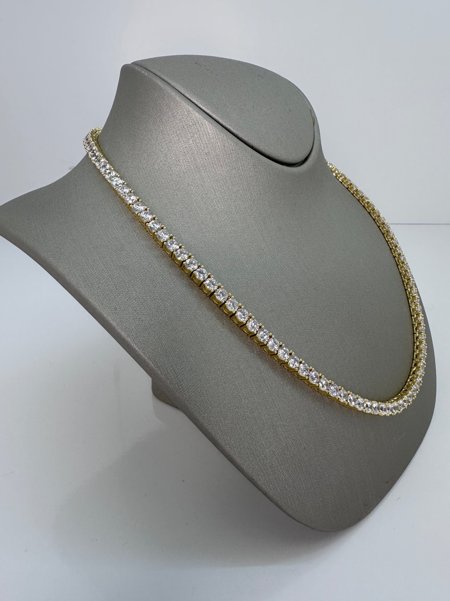 Classic Tennis Necklace – Sterling Silver, (16”) 18k Gold / Rhodium Plated