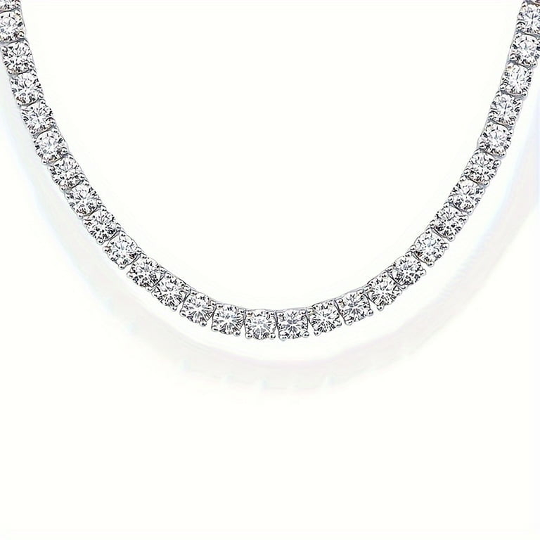 Classic Tennis Necklace – Sterling Silver, (16”) 18k Gold / Rhodium Plated