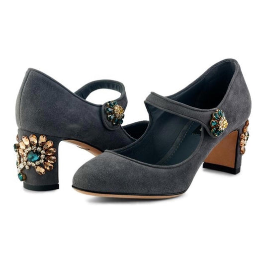 Dolce & Gabbana Gray Embellished Heels