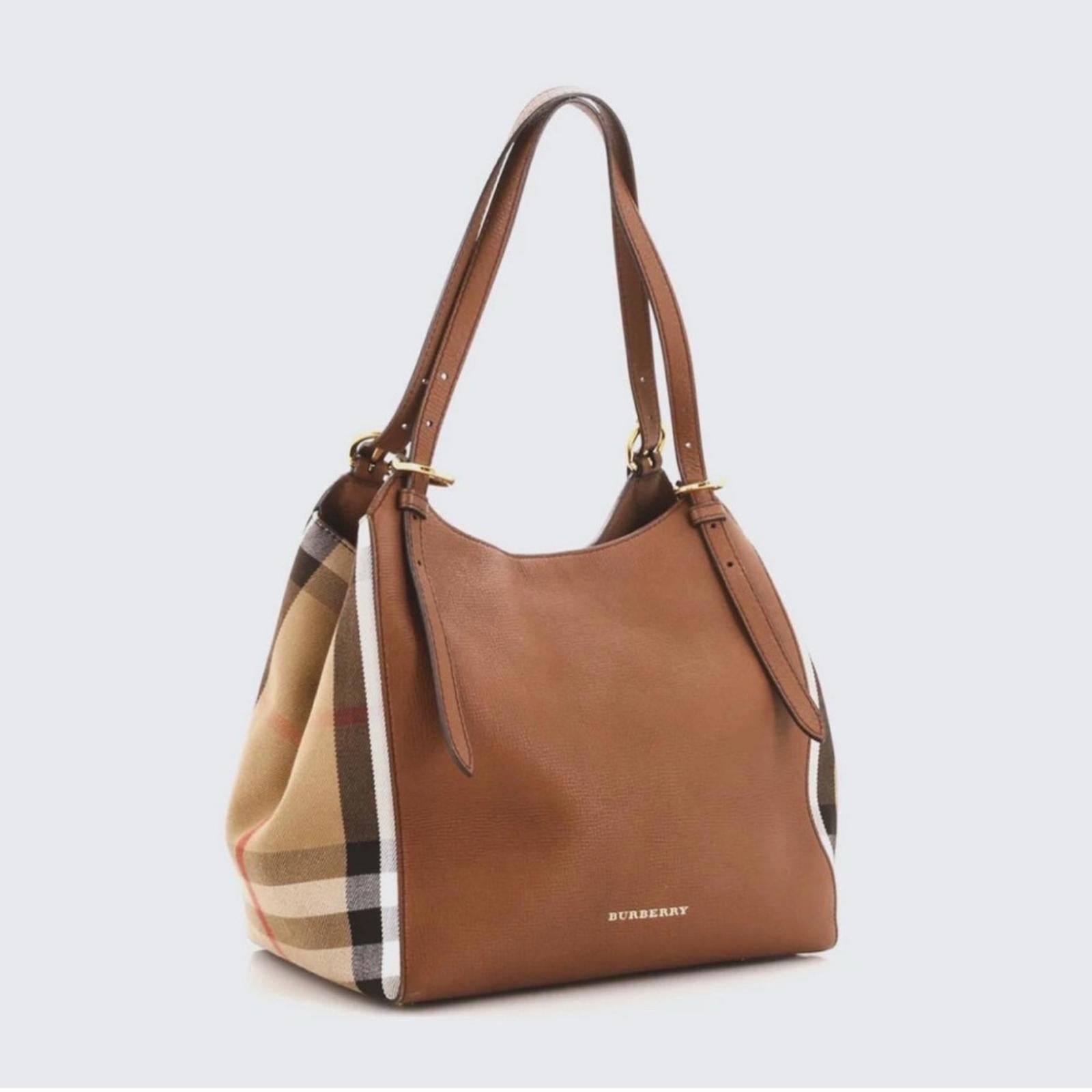 Burberry Brown Leather and Checkered Tote Bag – Chicopick
