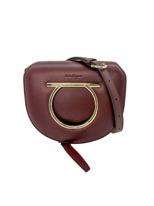 Salvatore Ferragamo Red Gold Crossbody Bag with Circular Hardware