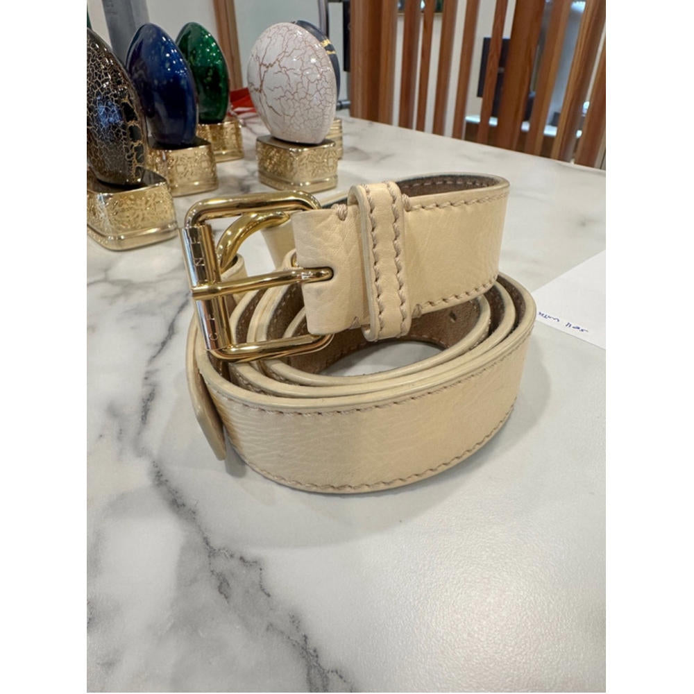 Celine Leather Belt Gold Buckle