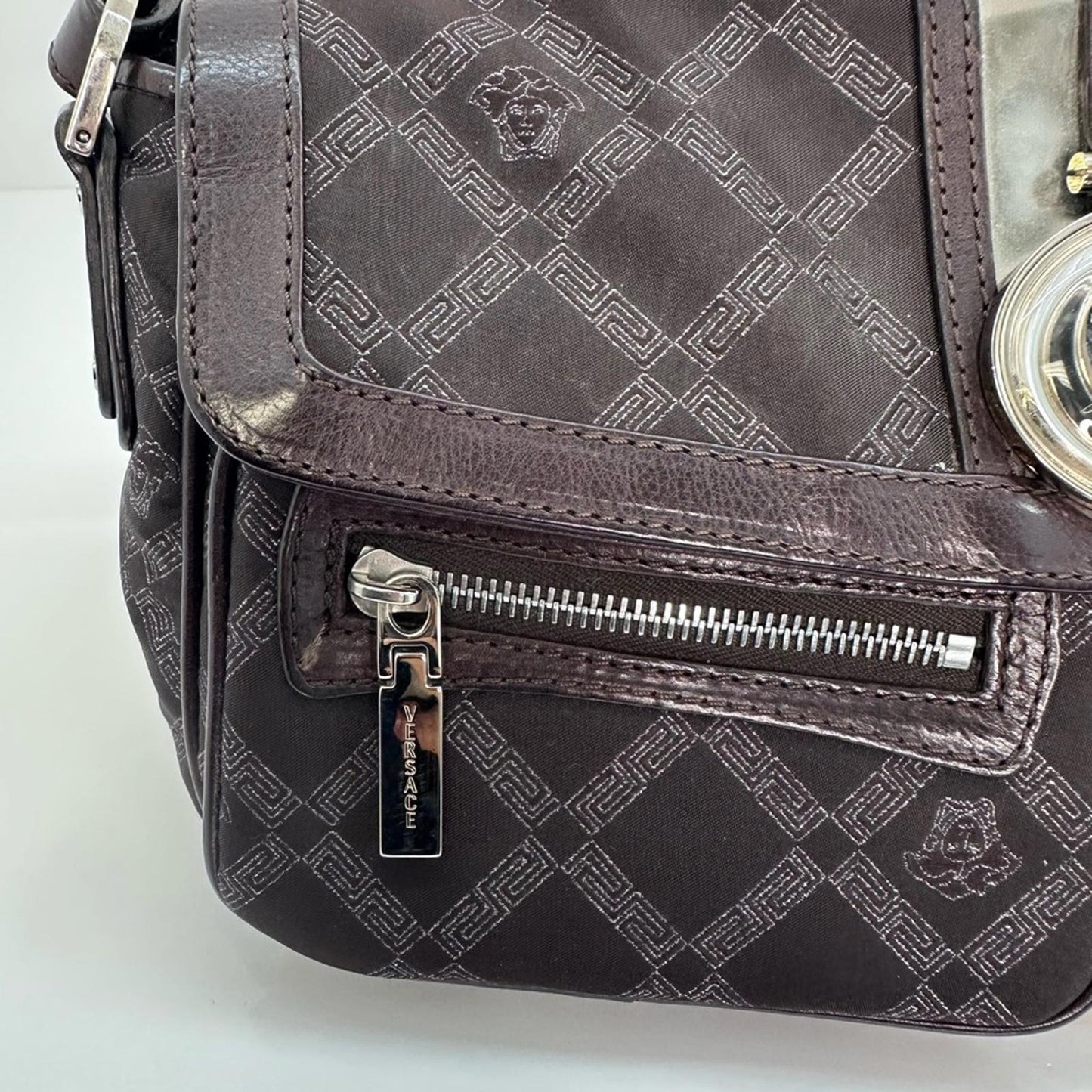 Versace Vintage Baguette Brown / Silver Bag