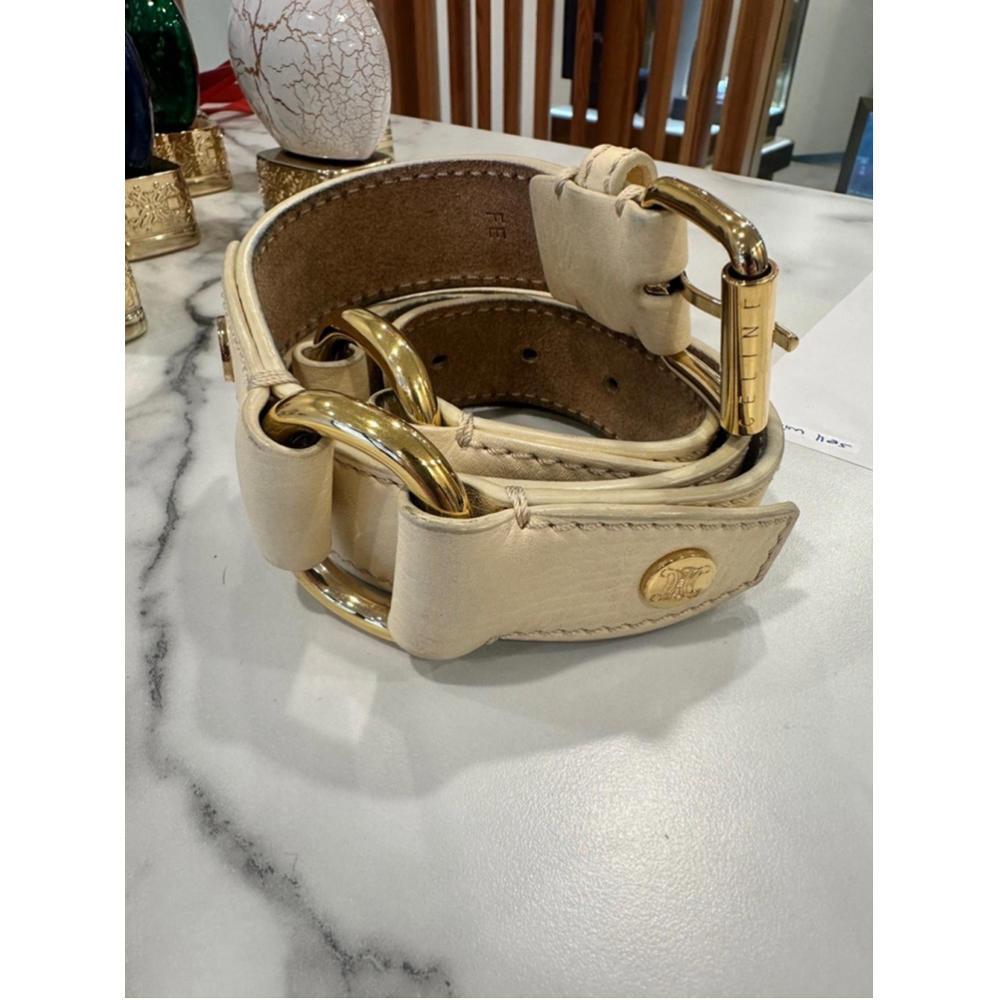 Celine Leather Belt Gold Buckle