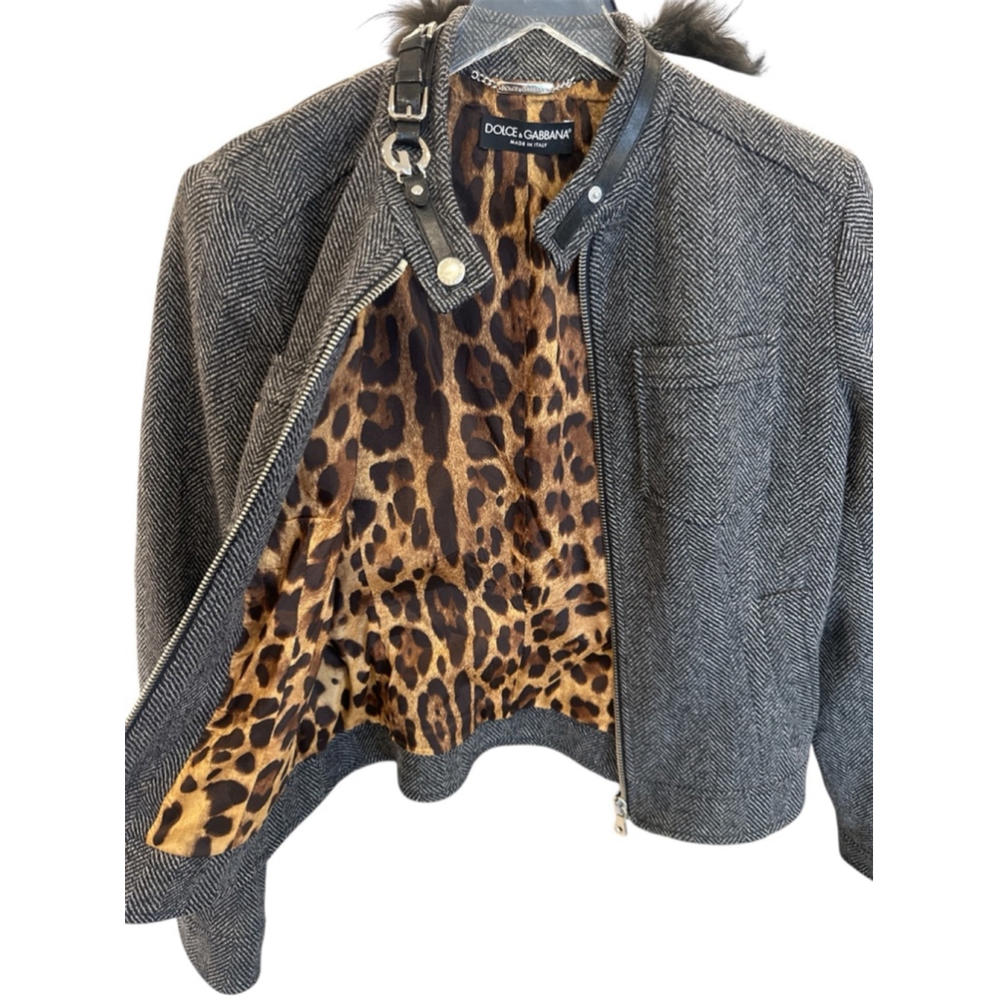 DOLCE & GABBANA wool jacket leather trim