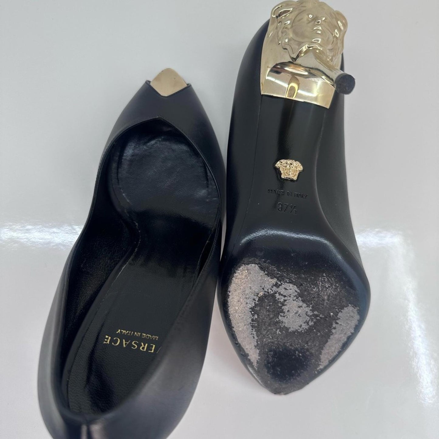 Versace Black and Gold medusa Heels