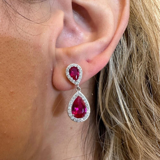 Pasha Ruby Colour Sterling Silver Earrings
