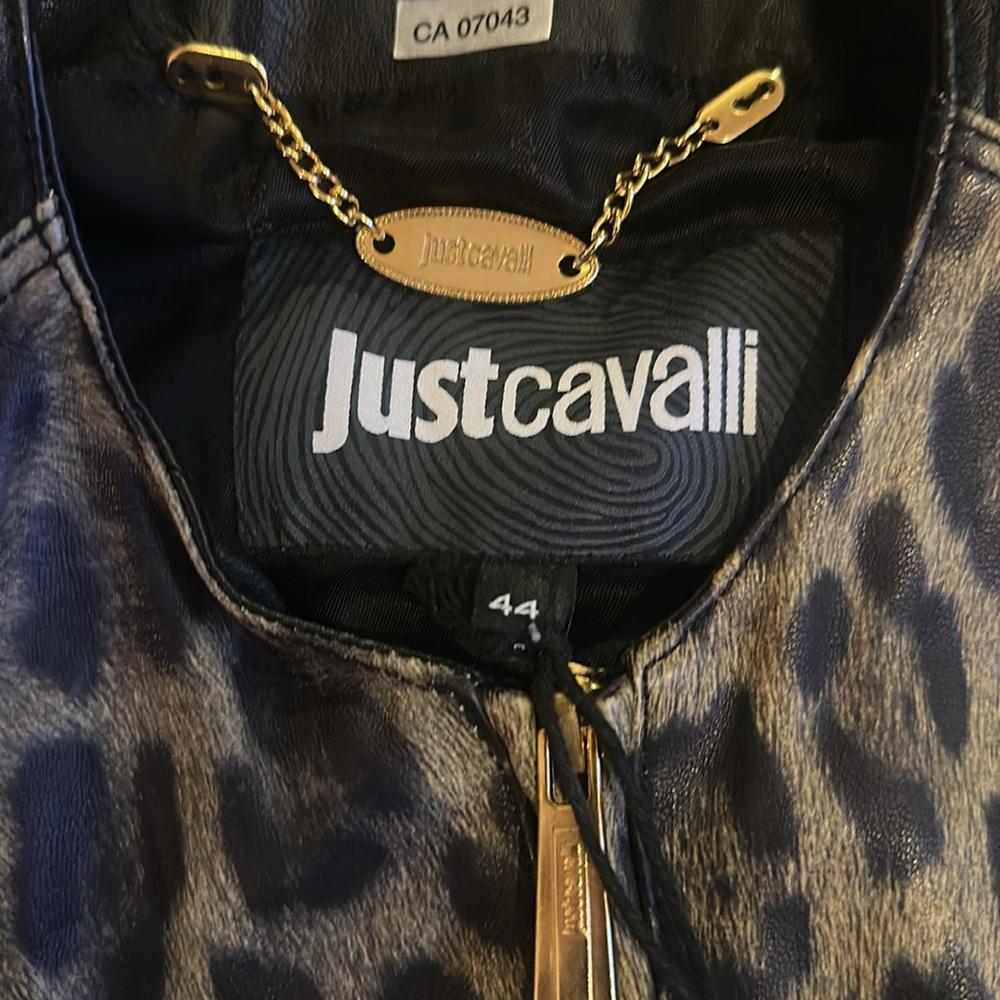 Roberto Cavalli Leopard Print Leather Jacket
