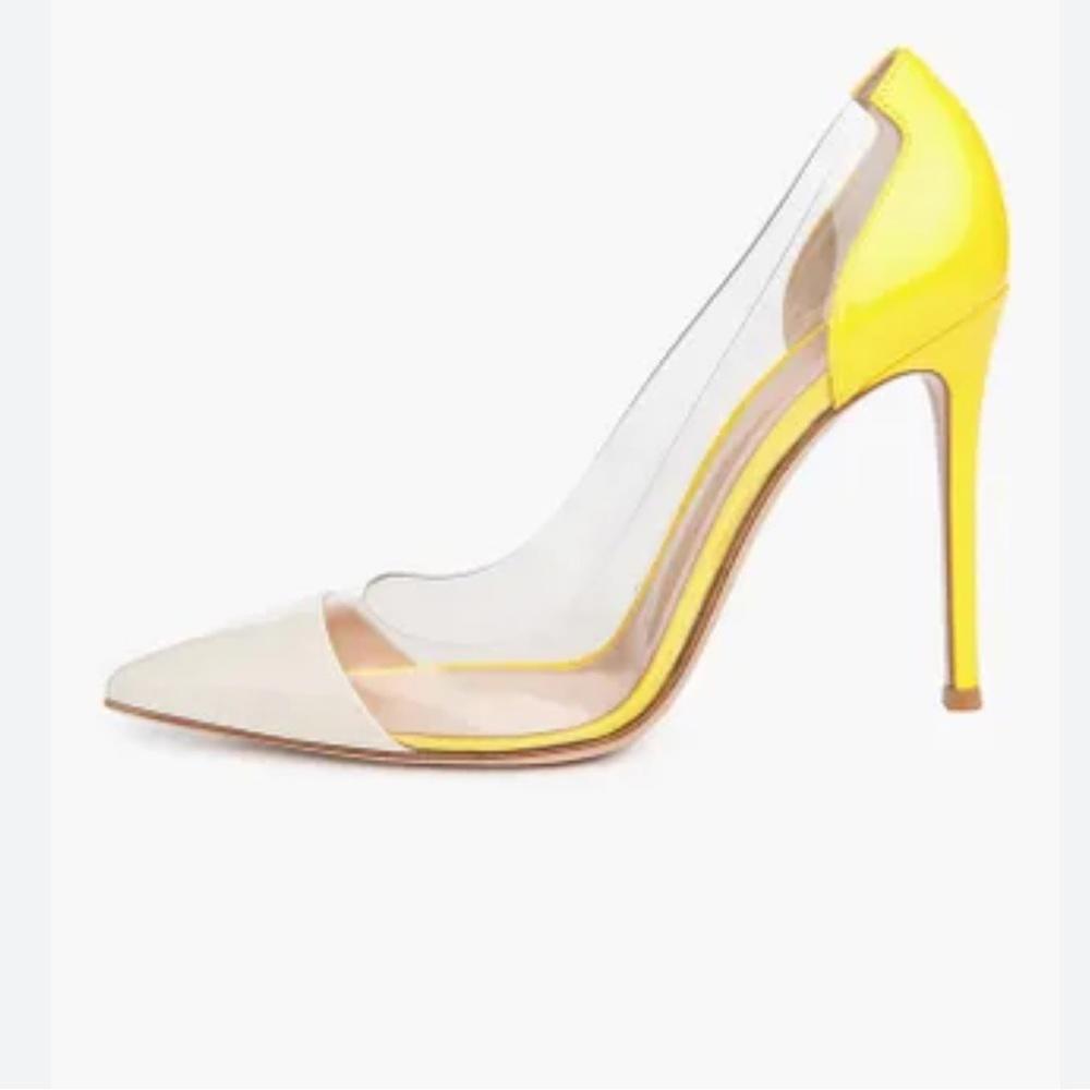 Gianvito Rossi yellow plexi Leather shoes
