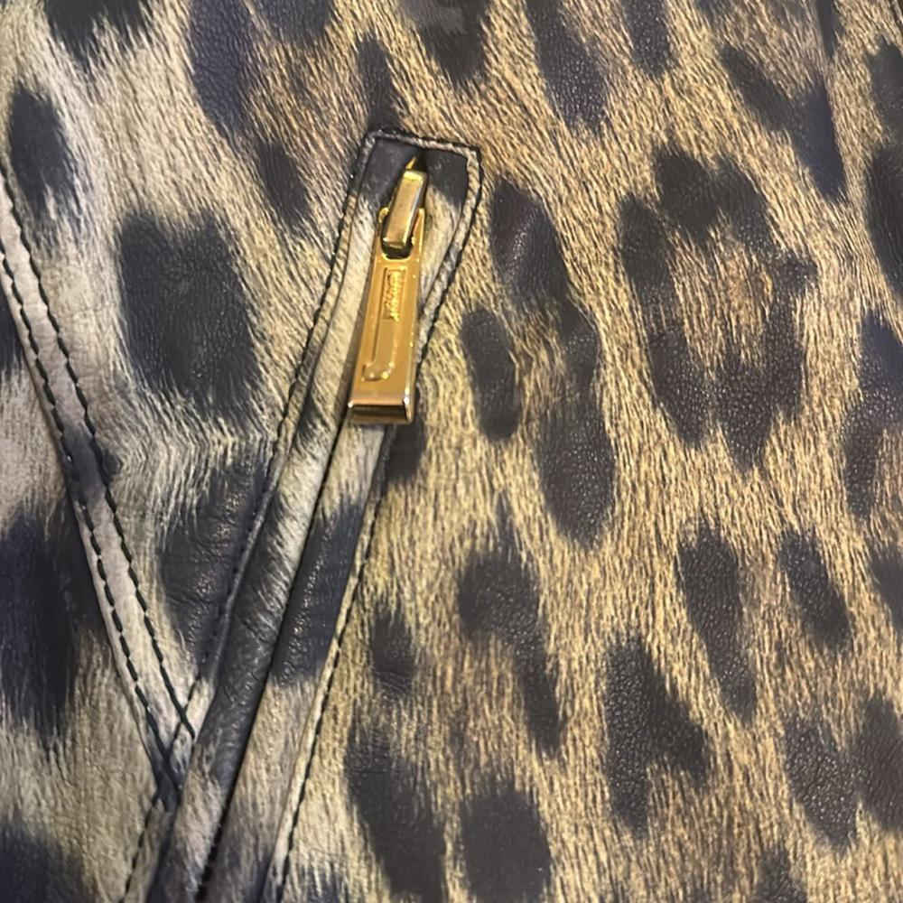 Roberto Cavalli Leopard Print Leather Jacket