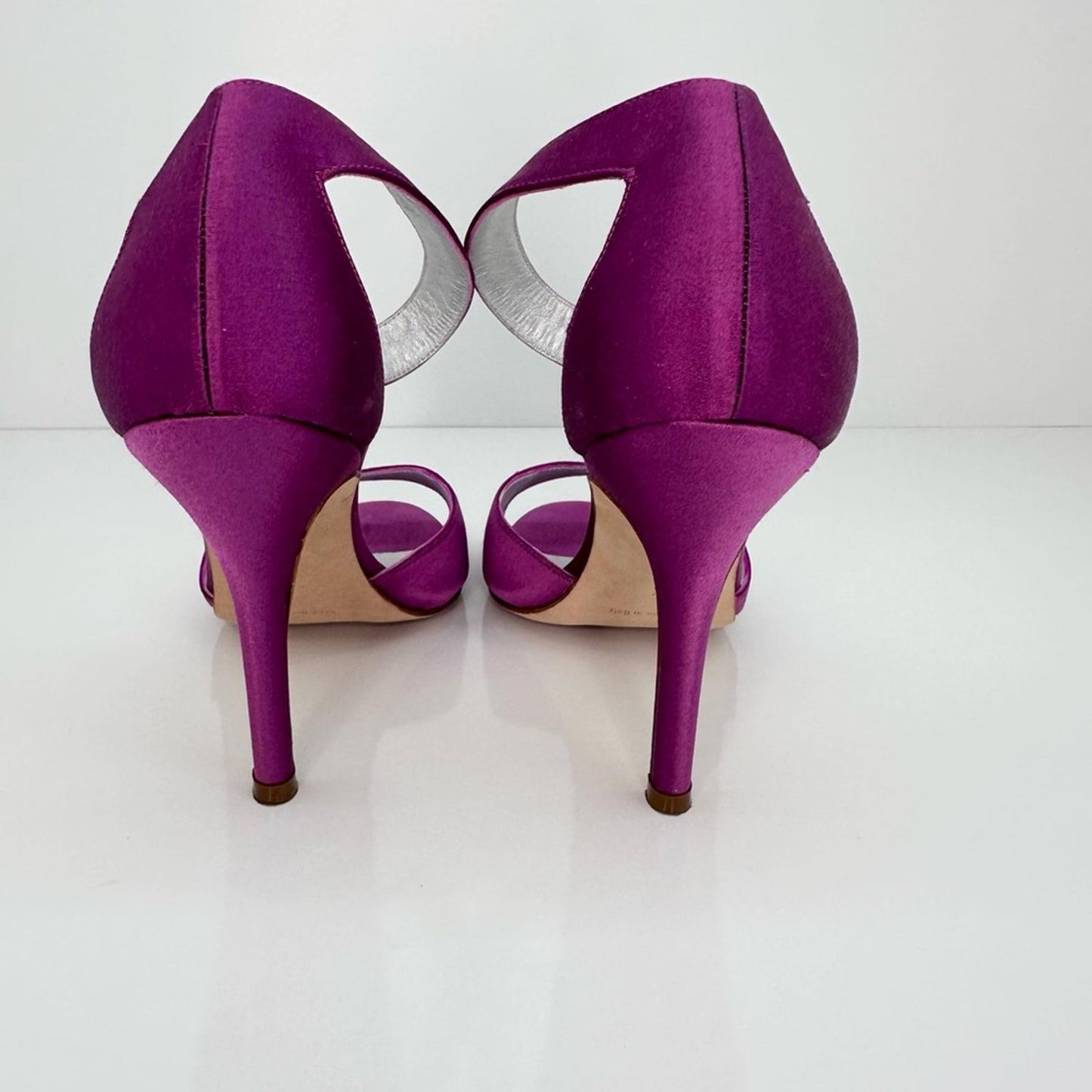 Manolo Blahnik Purple Satin Heels with Crystal Accent