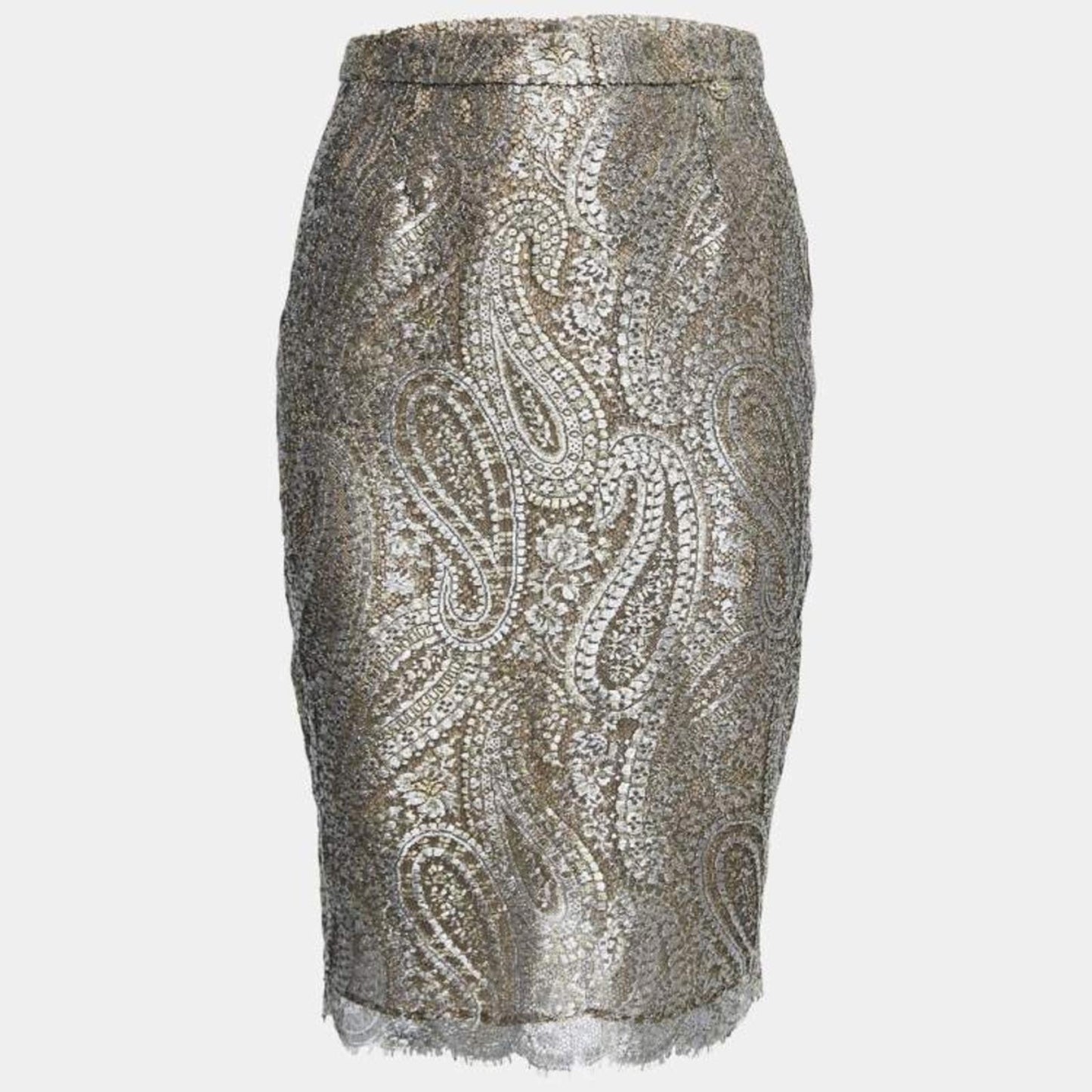 CHANEL Silver and Gray Lace two pieces Dress