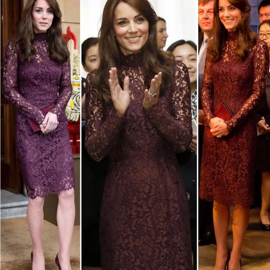 Dolce & Gabbana Purple Long Sleeve Mock Neck Sheath Dress