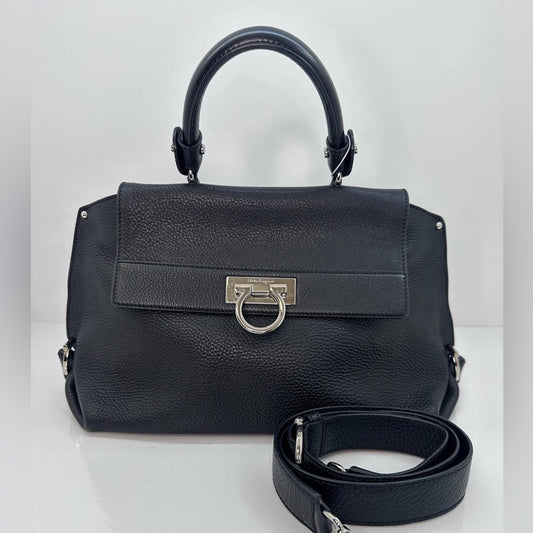 Salvatore Frragamo black Sofia satchel medium size