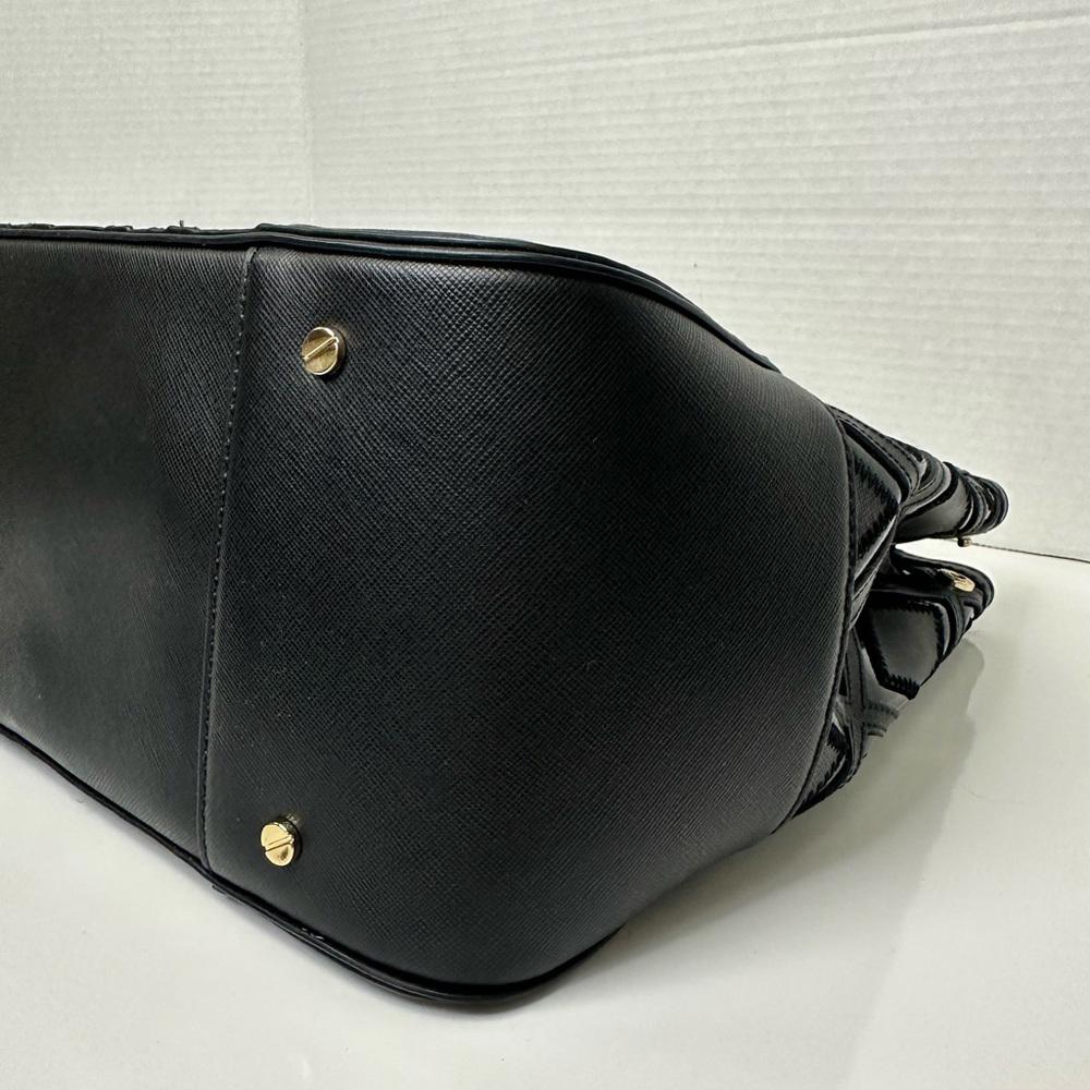 Tory Burch Black Satchel with Quilted Design and Gold Hardware Bag