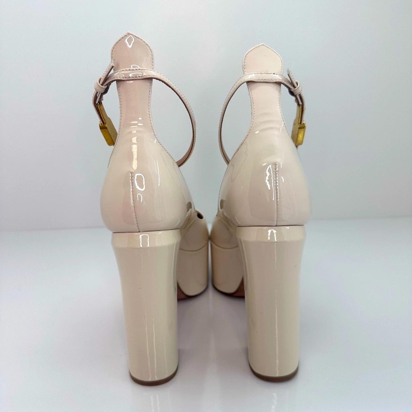 Valentino Cream Platform Pumps with Chunky Heel