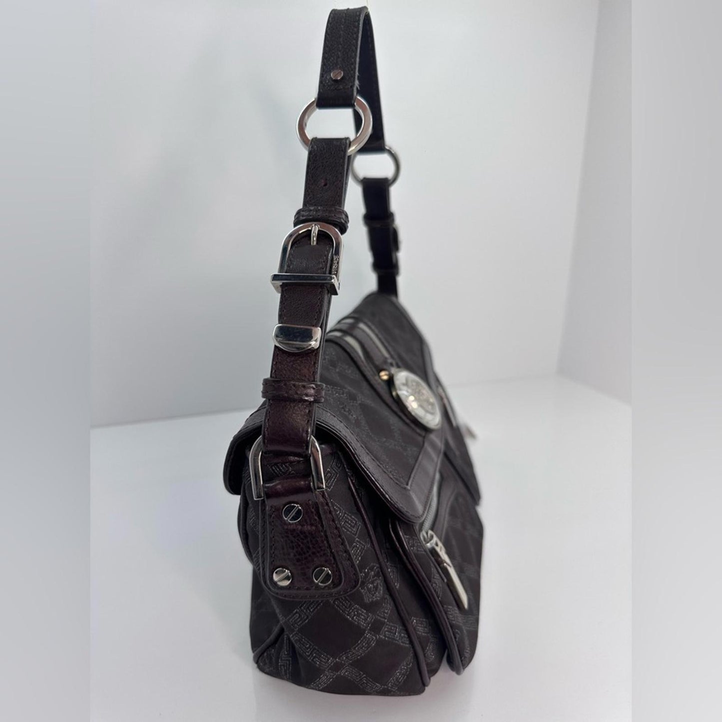 Versace Vintage Baguette Brown / Silver Bag