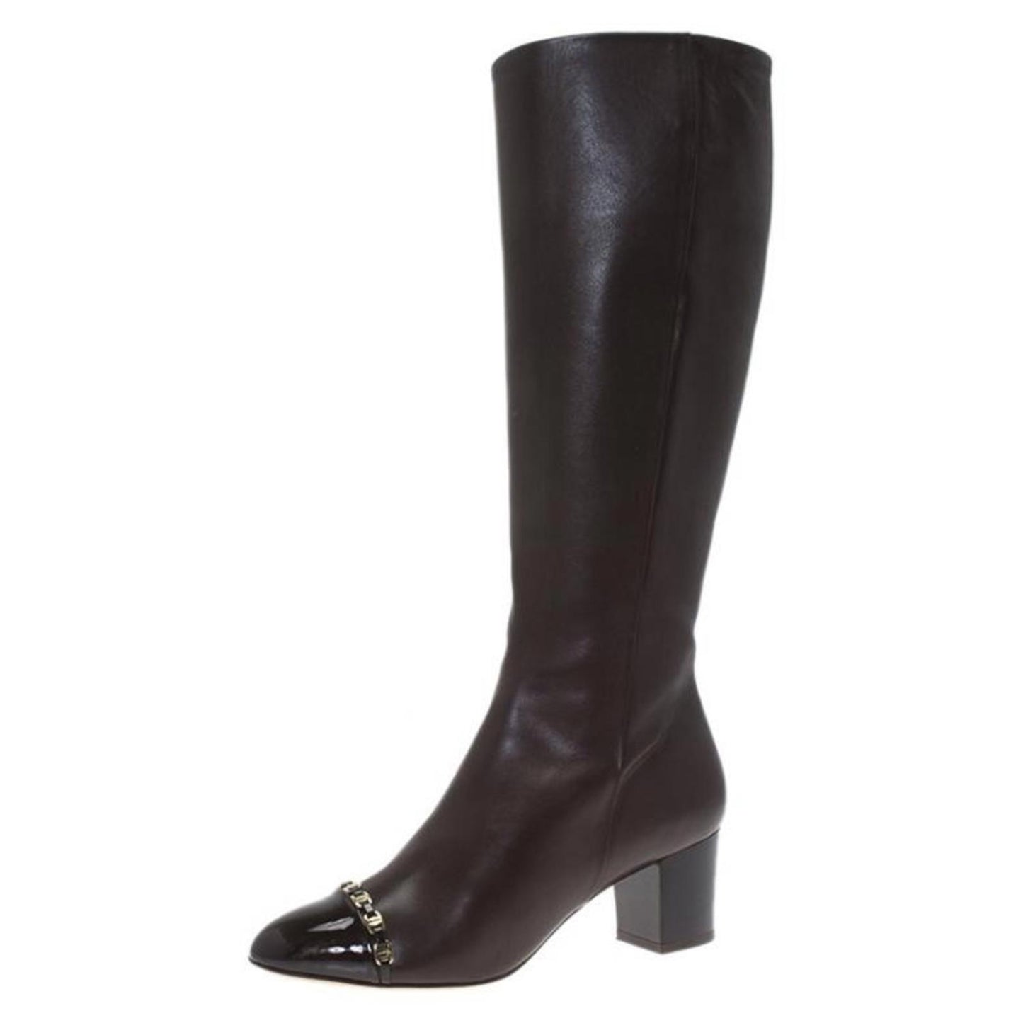 Salvatore Frragamo Vera chain patent toe boots
