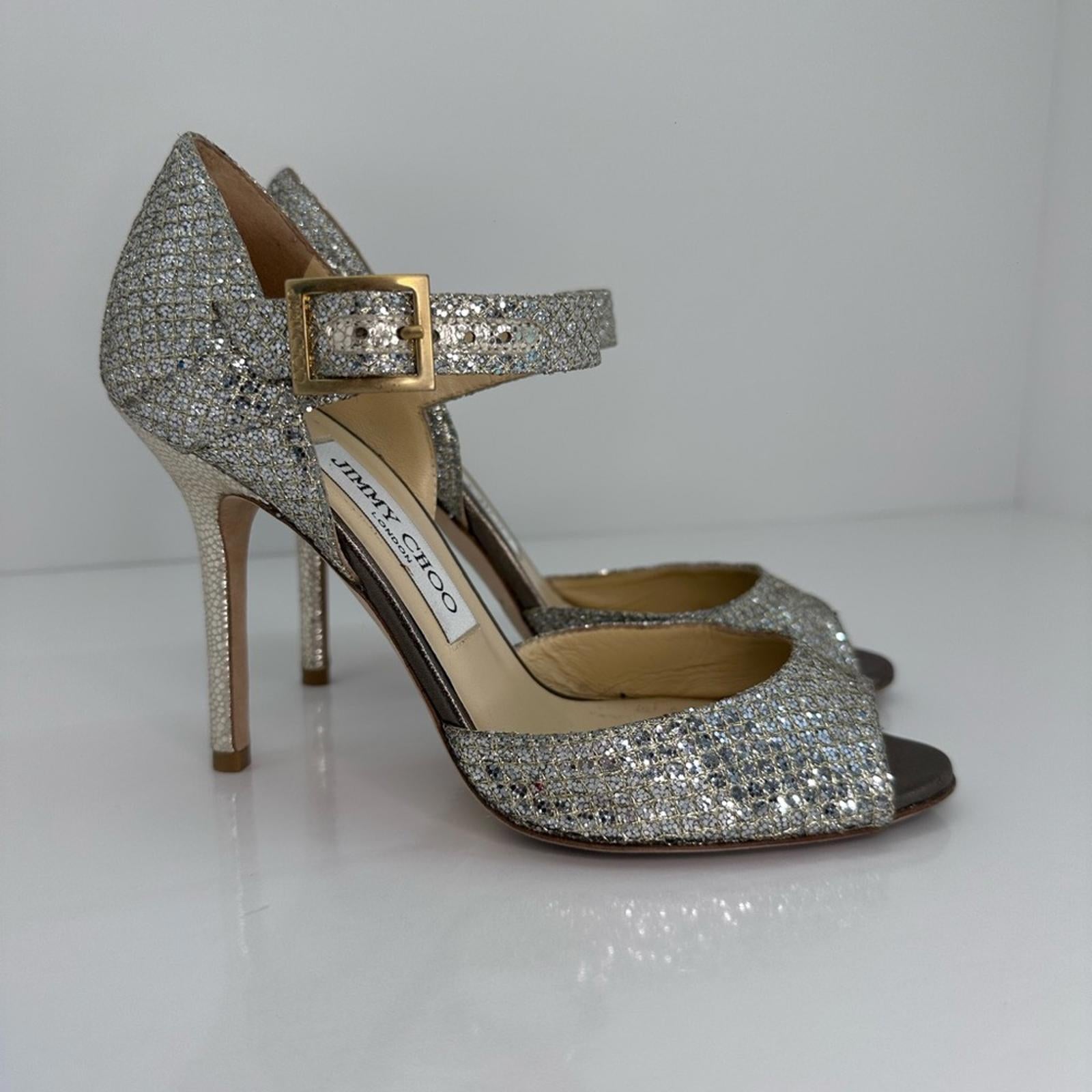 JIMMY CHOO ゴールド グリッター ハイヒール 38.5 Jimmy Choo Gold Glitter Heels – Chicopick