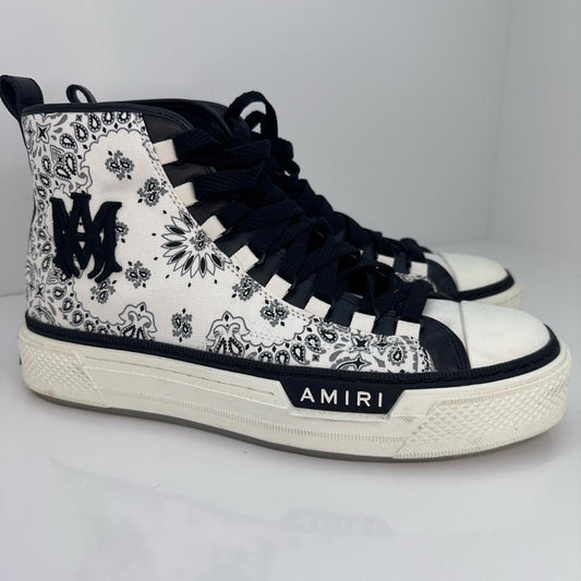 AMIRI Black and White Floral High-Top Sneakers