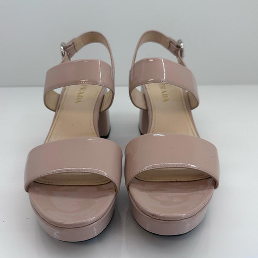 Prada Cream Platform Sandals with Chic Ankle Strap