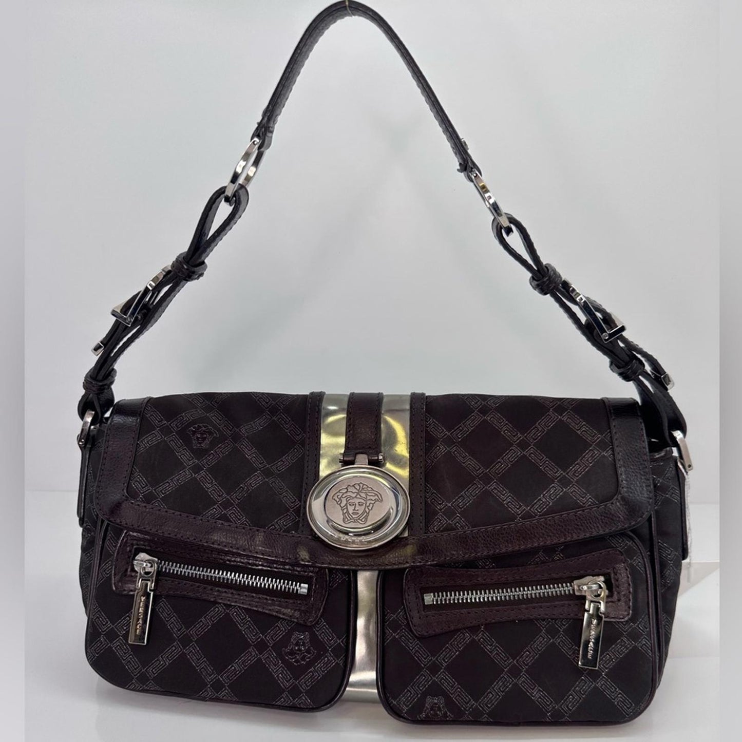 Versace Vintage Baguette Brown / Silver Bag