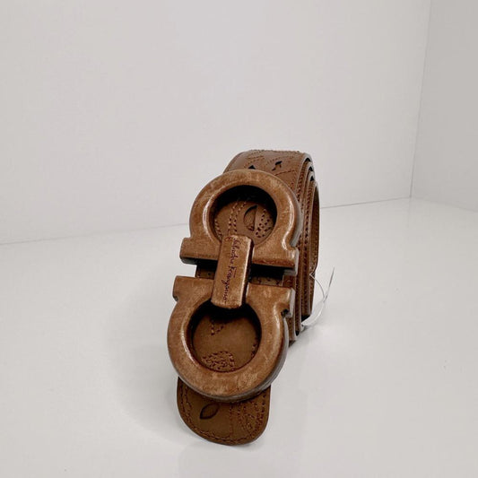 Salvatore Ferragamo Rare Belt Wood Leather Buckle