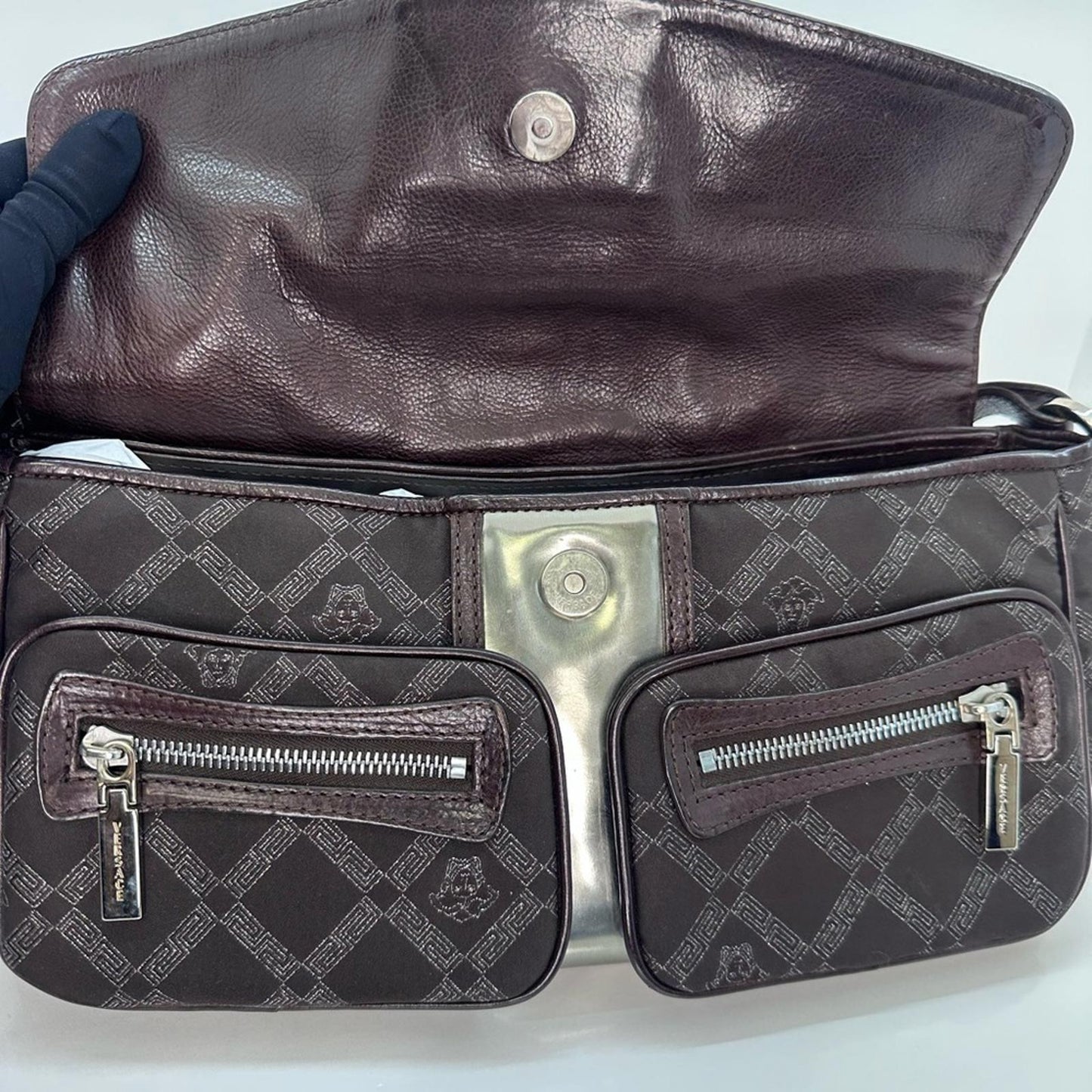 Versace Vintage Baguette Brown / Silver Bag