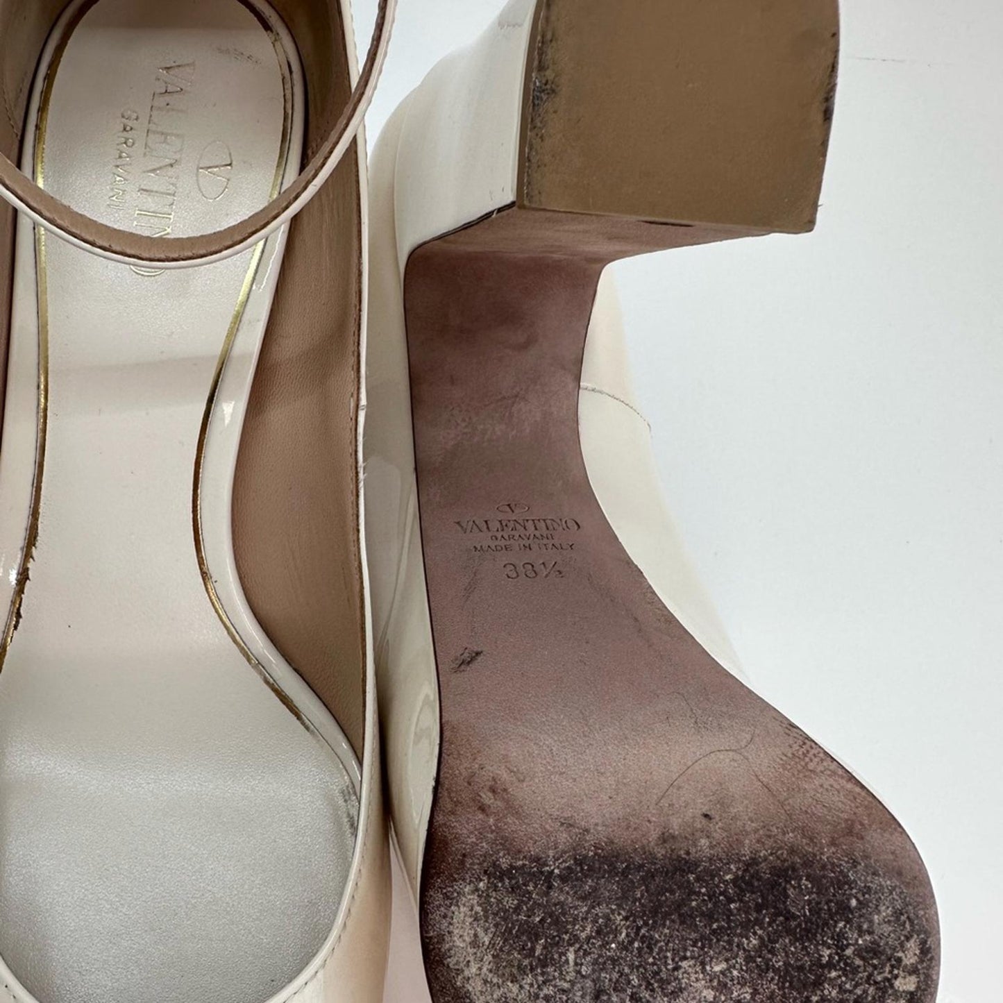 Valentino Cream Platform Pumps with Chunky Heel