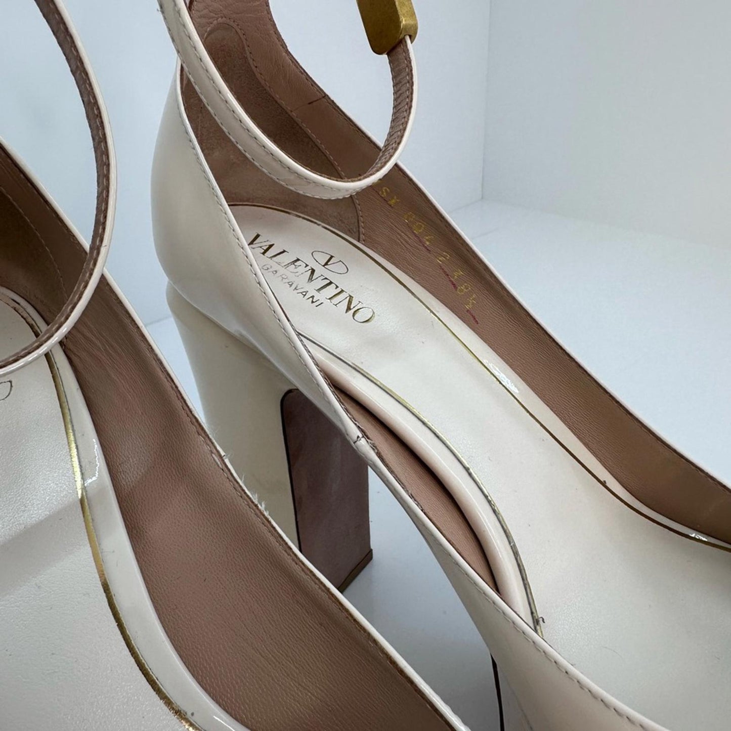 Valentino Cream Platform Pumps with Chunky Heel