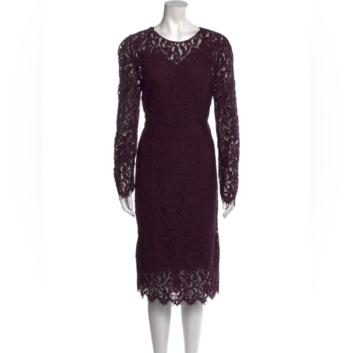 Dolce & Gabbana Purple Long Sleeve Mock Neck Sheath Dress