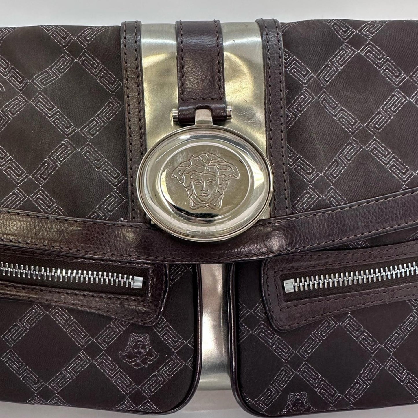 Versace Vintage Baguette Brown / Silver Bag
