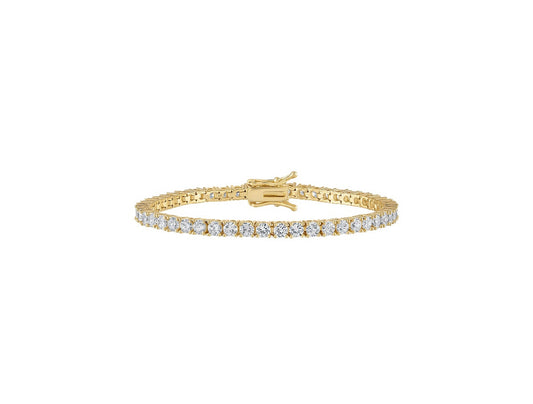 Classic 4mm Tennis Bracelet – 18K Yellow Gold Plated & Rhodium Plated (7” & 8”)