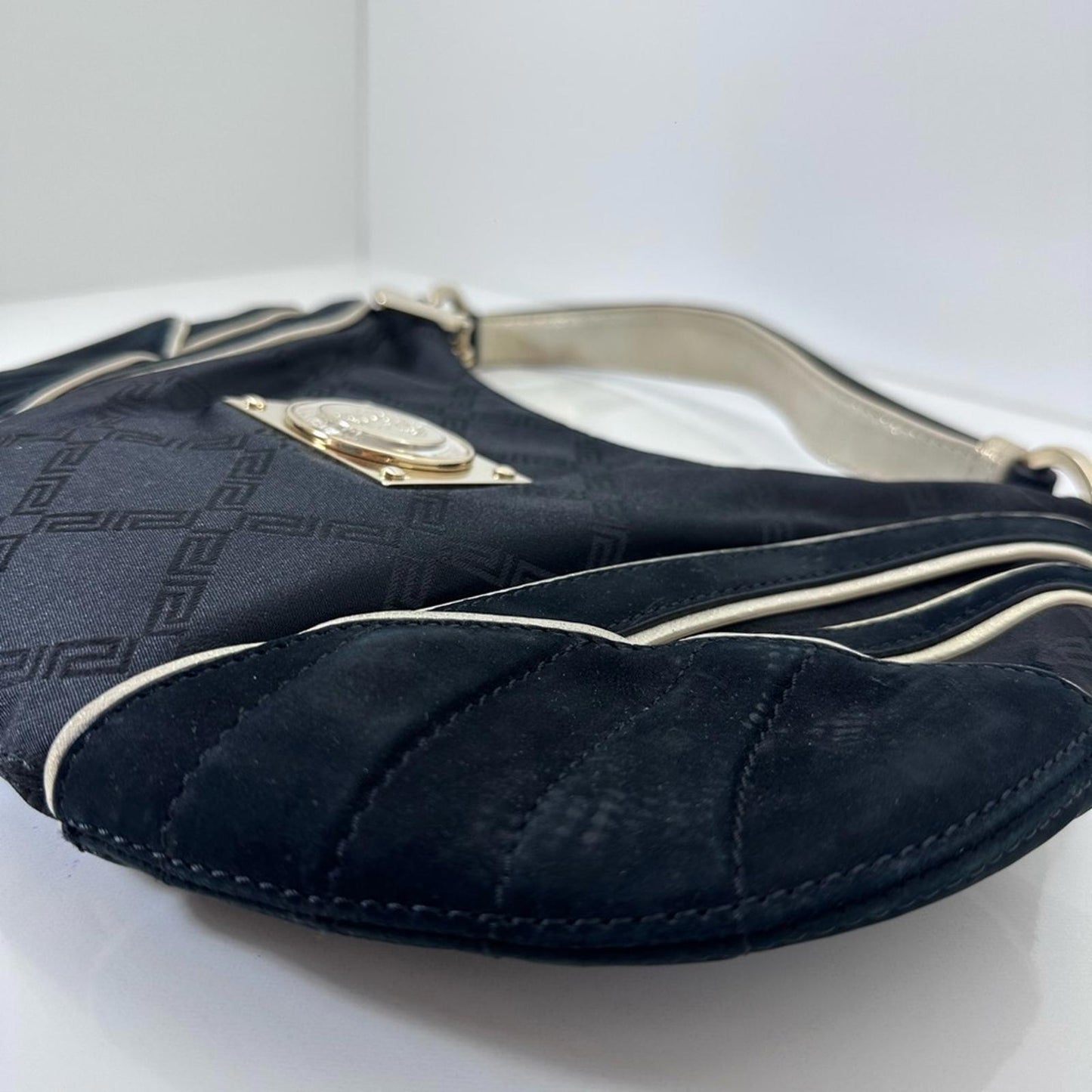 Versace Medusa Plaque Shoulder Bag – Black & Cream Contrast