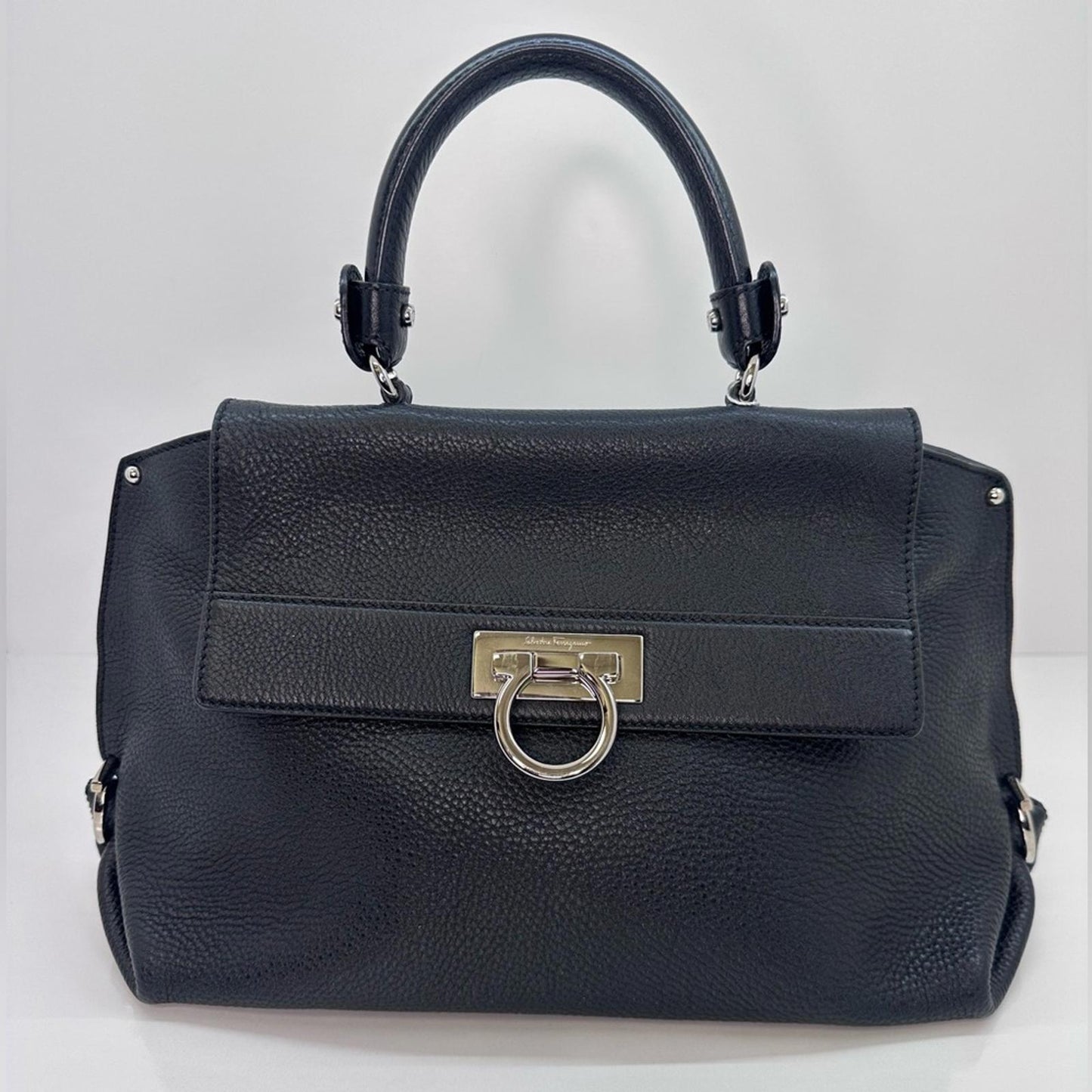 Salvatore Frragamo black Sofia satchel medium size