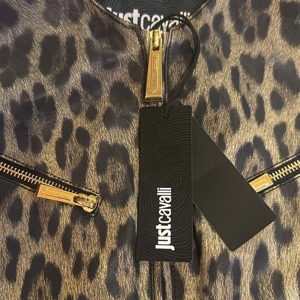 Roberto Cavalli Leopard Print Leather Jacket